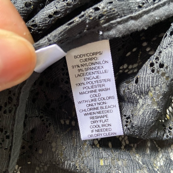 LOFT Charcoal Grey Lace Top - Picture 5 of 5